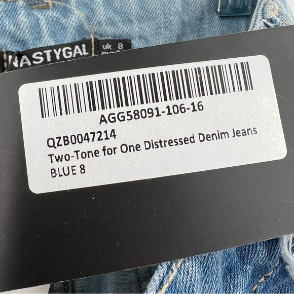 Nasty Gal Two Tone Distressed Mom Jeans NWT - Picture 7 of 9